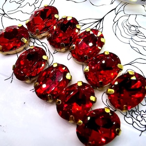 10 stuks 10 x 14 mm kwaliteit rood Siam Oostenrijk glas ovaal naai strassteentjes kristallen
