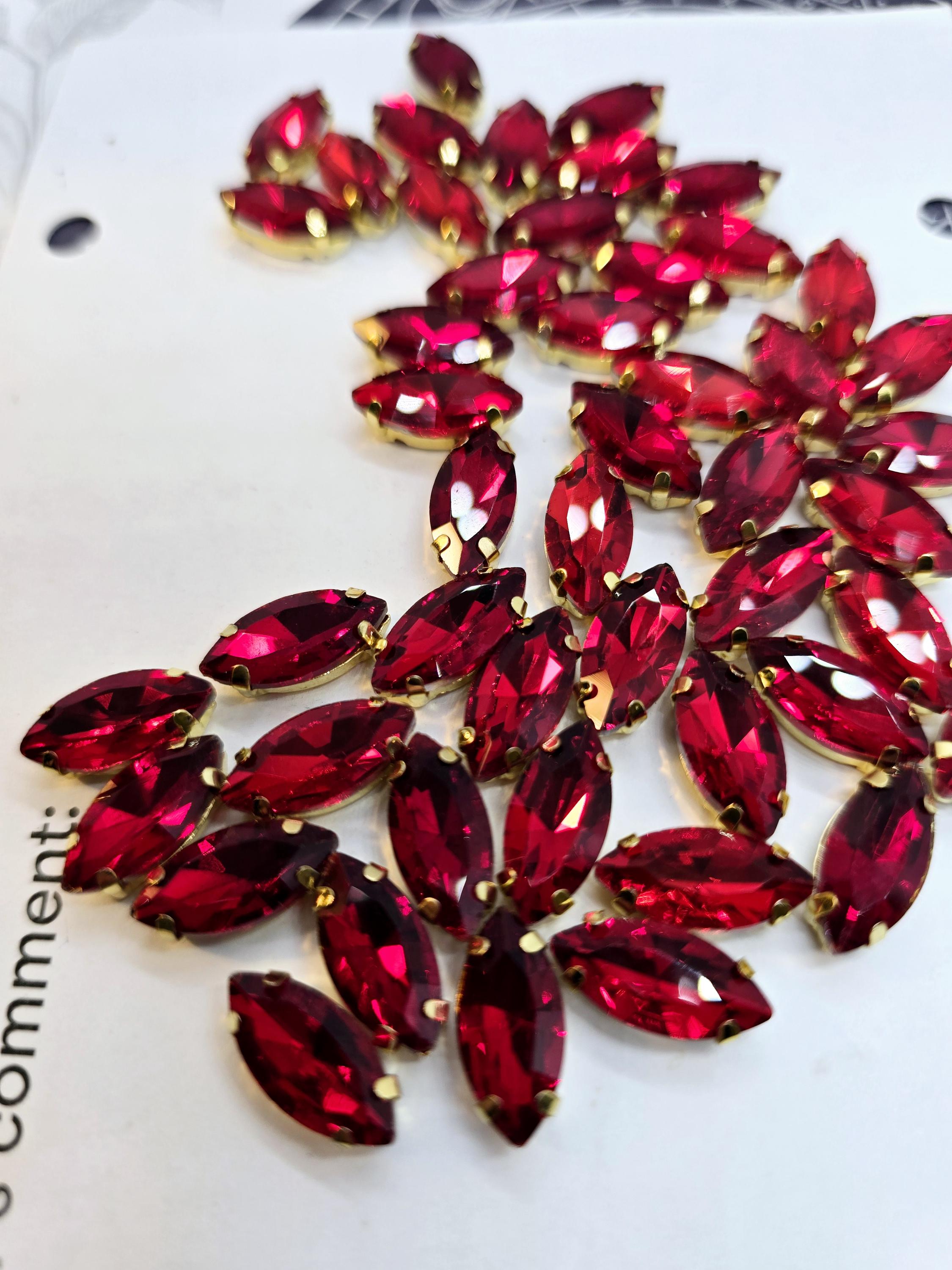 Sew On Tear Drop Clear Glass Crystal Shape Rhinestones With Gold...