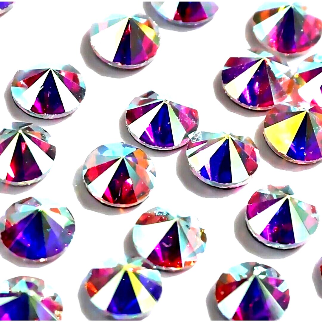 Crystal AB Hotfix Rhinestones: SS20 Spike Pyramid Faceted Flatbacks ...