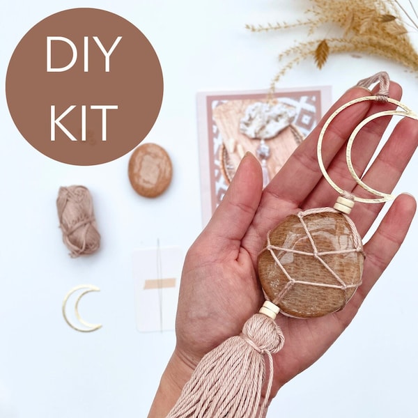 DIY kit: edelstenenhanger, diy macrame edelstenenhanger, diy edelstenen hanger, diy gemstonehanger, diy crystalhanger, diy kit,