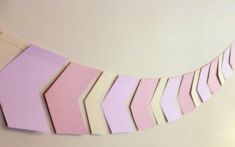 Geometric Party Decor Geometric Baby Shower Banner Baby Girl Shower or Nursery Decor Pink and Cream Chevron Paper Garland
