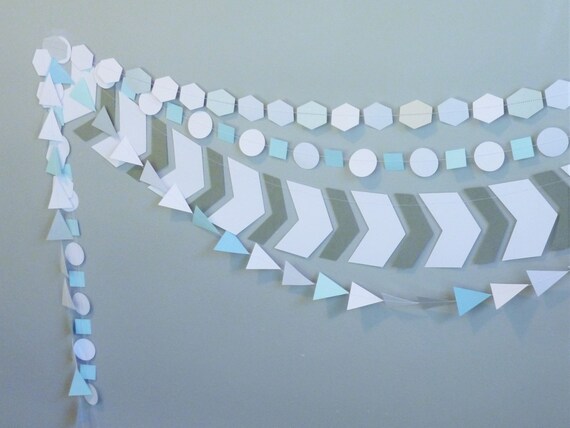 Gray And White Chevron Paper Garland Home Or Office Decor Etsy