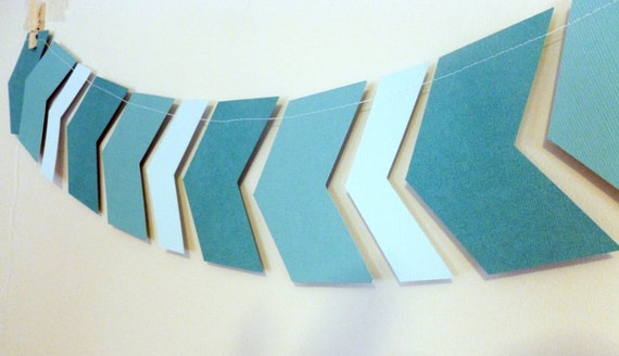 Teal Chevron Paper Garland Home Or Office Decor Geometric Etsy