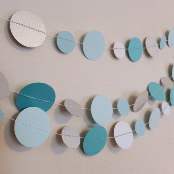 Silver Turquoise Ice Paper Garland | Christmas Decor | Tree Garland