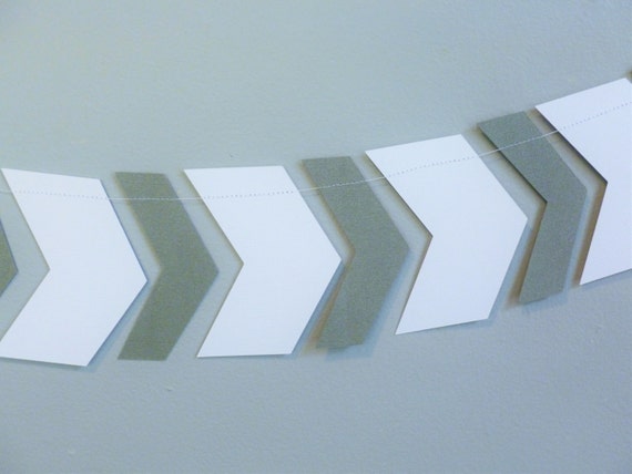Gray And White Chevron Paper Garland Home Or Office Decor Etsy