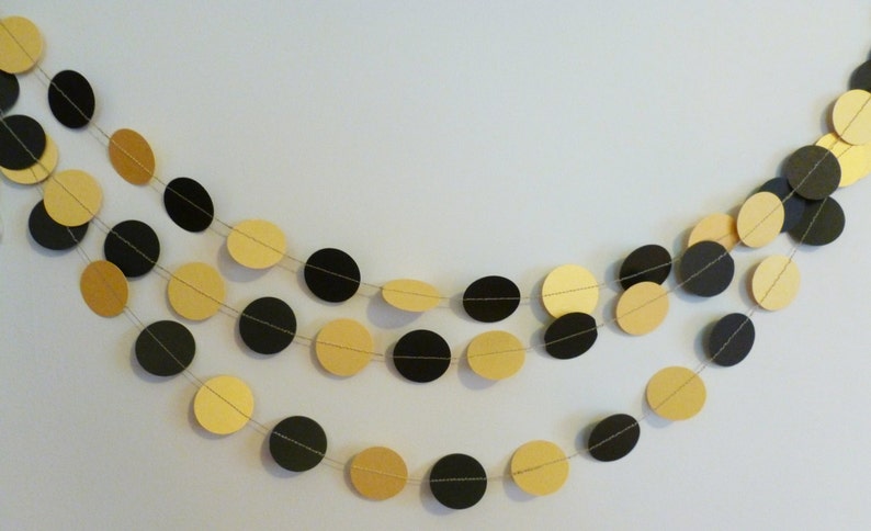 Black and Gold Shimmer Paper Garland | Party Decor | Football Party Decor | College Football Banner | Football Tailgate | Football Watch 