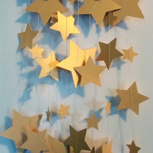 Gold Star Garland Shimmer Metallic Paper | Mixed Sizes | Home or Office Decor