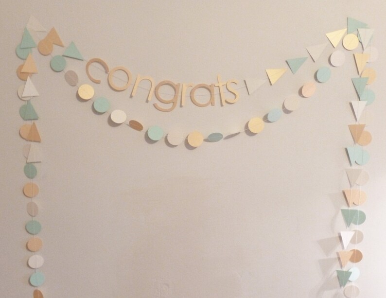 Mint Gold Ivory Paper Garland Bridal Shower Engagement