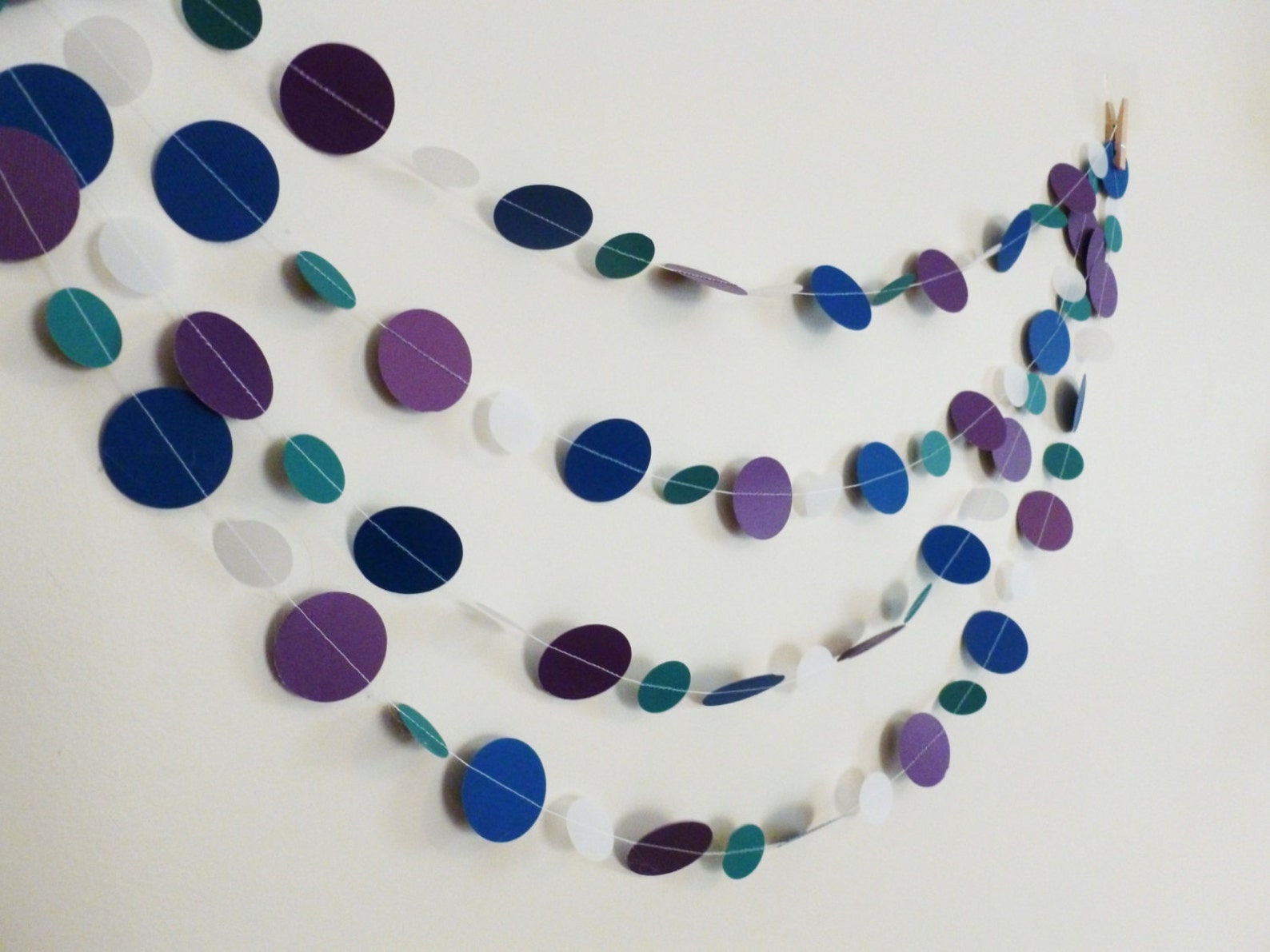 Peacock Colored Paper Garland Wedding Shower Decor Purple Etsy