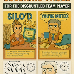 Corporate Speak Coloring Pages - Funny Office Humor Printable PDF, 20 Snarky Designs for Burnt Out Employees & Disgruntled Team Players