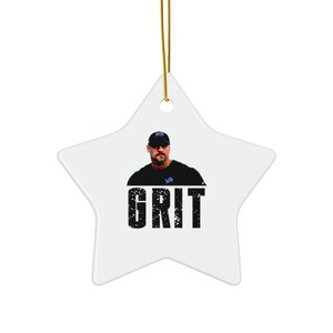 Dan Campbell Detroit Lions Grit Ornament | Ceramic Christmas Tree Decoration | Detroit Lions Fan Gift | Gift for Lions Fan