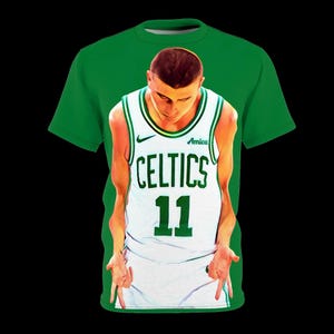Payton Pritchard Color head-on 3-Point Celebration AOP T-Shirt | Boston Celtics Fan Apparel | Lightweight All-Over Print Tee
