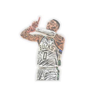 Damian Lillard Dame Time Celebration Kiss-Cut Sticker, Milwaukee Bucks Gift