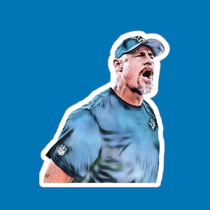 Dan Campbell Kiss-Cut Sticker Detroit Lions -NFL Fan Decal, Laptop Sticker, Water Bottle Sticker Gift for Lions Fan