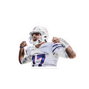 Josh Allen Buffalo Bills Kiss-Cut Sticker Laptop Sticker, Water Bottle Sticker, Football Gift | Gift for Buffalo Bills Fan