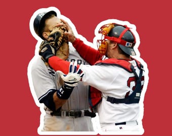 Naklejka Jason Varitek Alex Rodriguez Fight Red Sox Yankees Red Sox Naklejka na notatnik z prezentem | Prezent dla fana Red Sox