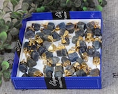 DIY Gold Electroplated Natural Blue Sapphire Rough Nugget Charm Raw Gemstone Jewelry Making Supply Bracelets Charms Mini Pendants RO11