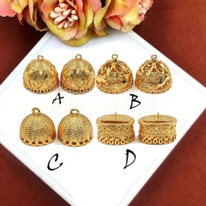 22kt Gold Plated Jhumka Earring Connectors / Multi Loops Dome Shaped Jhumka Earrings Pendant / Jewelry Findings / DIY Jewelry Making Supply