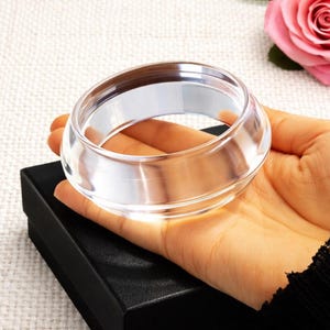 Crystal Clear Resin Bangle, Transparent Acrylic Chunky Wide Cuff Bracelet, Lucite Style Stacking Boho Jewelry, Lightweight Everyday Gift