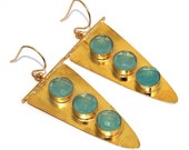 2.63 quot Aqua Chalcedony Earrings Designer Arrowhead Gold Earrings Gemstone Earrings May Birthstone Gift Idea Color You Select BE86