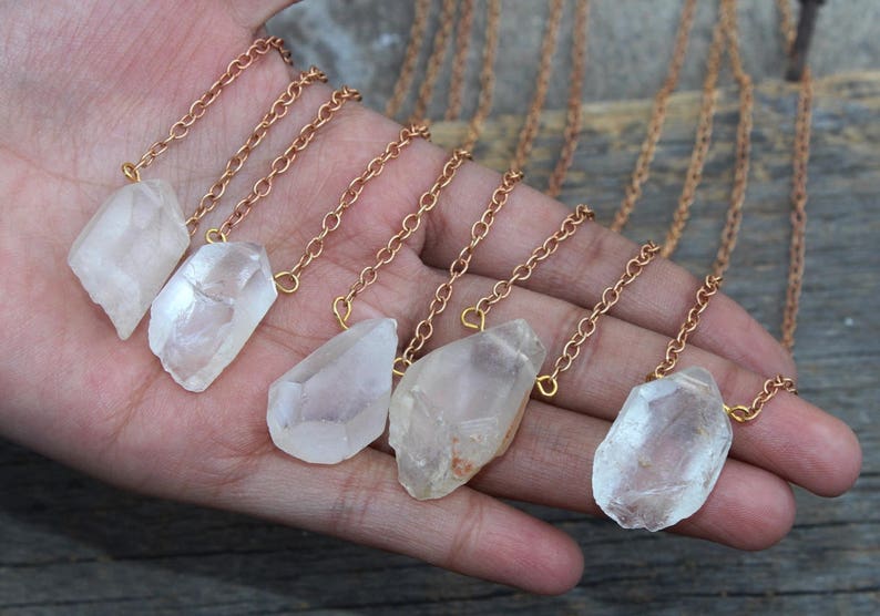 Raw Clear Quartz Necklace / Clear Quartz Jewelry / Healing Etsy
