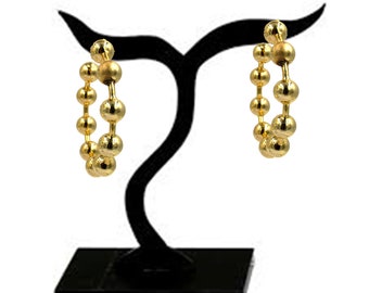 Designer Gold Balls Hoop Earrings | 51mm 22kt Gold Plated Ball Hoop Earrings | Handmade Party Wear Earrings | Bridesmaid Jewelry | Gift Idea