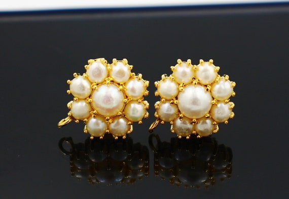 Mabe Pearl Earrings 14K Yellow Gold