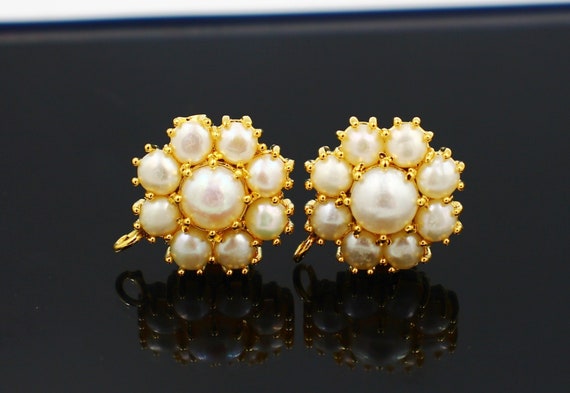 Buy 22kt Gold Plated Freshwater Pearl Earrings Post Connector