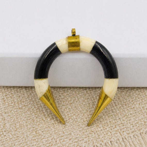 Ethically Sourced Buffalo Bone Crescent Horn Pendant, Handmade Crescent Moon Single Loop Pendant, DIY Jewelry Making Supplies, Gift For Her