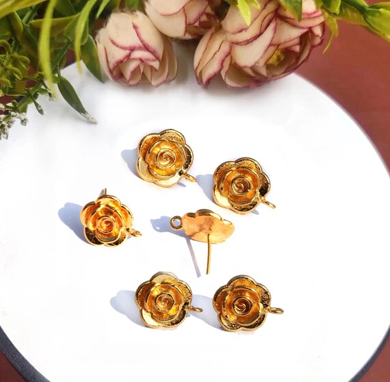 Eleganti orecchini vintage con fiori in oro da donna all'ingrosso