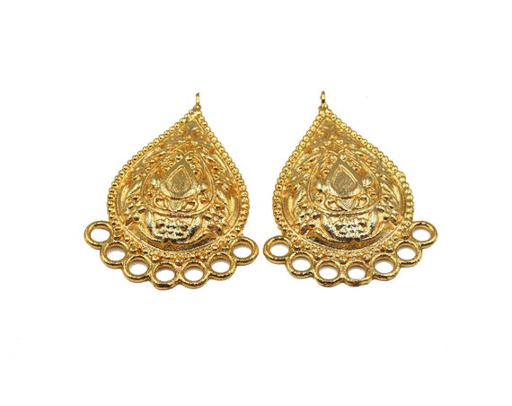 1 Pc 22kt Gold Plated Designer Earring Pendants 50x35mm Multi