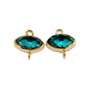 1 Paar 14 mm facettierte Teal Grün Quarz Marquise Anhänger Vergoldet Doppelschleife Edelstein-Link-Anschluss DIY Schmuckherstellung Liefert