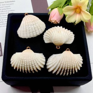 Natural White Scallop Shell Pendant, Sea Shell Jewelry Charm, Ocean Beach Pendant, DIY Nautical Necklace Making, Coastal Boho Craft Supply