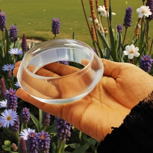 Crystal Clear Resin Bangle, Transparent Acrylic Chunky Wide Cuff Bracelet, Lucite Style Stacking Boho Jewelry, Lightweight Everyday Gift image 3