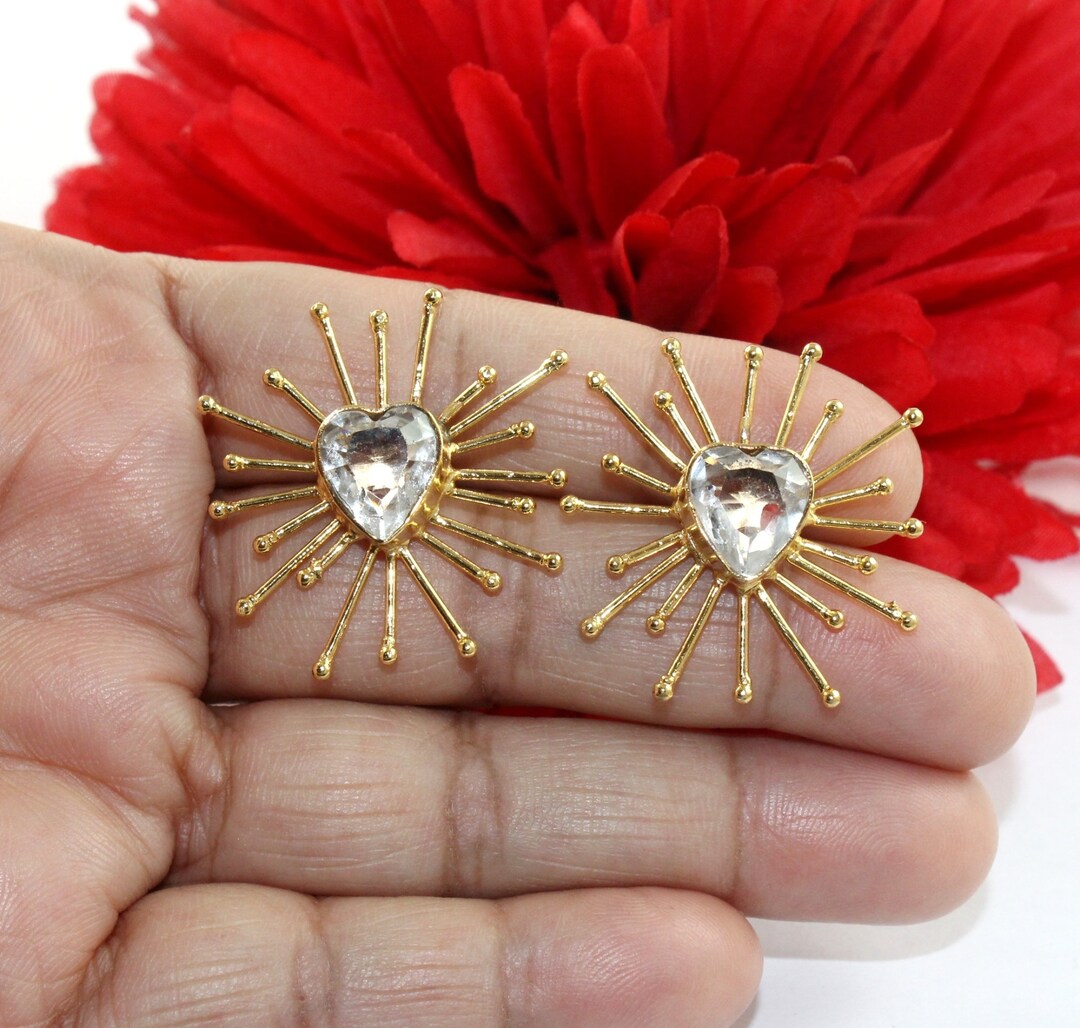 1.33 Multi Color Sun Earrings / 22kt Gold Plated Earrings / Designer