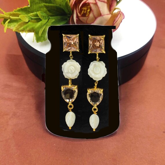 Vintage 14k Chinesisch Geschnitzter Rose Quarz