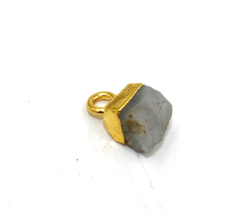 Natural Aquamarine Rough Nugget Pendants, 24Kt Gold Electroplated Raw Gemstone, Bracelets Charms, Mini Pendants, DIY Jewelry Making Supply image 4