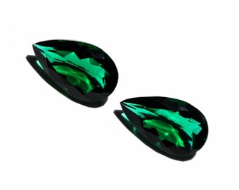 1 Pair Emerald Green Quartz Faceted Pear Briolettes Size 20x12mm Approx