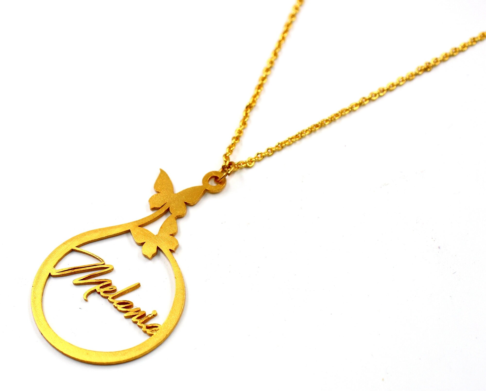 22kt Gold Plated Personalized Two Butterfly Name Necklace Etsy