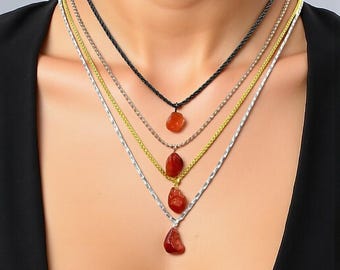 Raw Carnelian Necklace Carnelian Jewelry Healing Crystal Pendant Gemstone Necklace Crystal Jewelry Gemstone Of Happiness Wedding Gift Idea