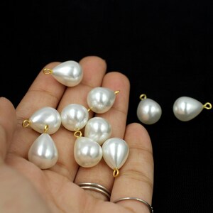 1 Pair 19x12mm White Faux Pearl Teardrop Dangles / White Charm Pendants / Handmade Earrings Drops / Earrings Findings / DIY Jewelry Making