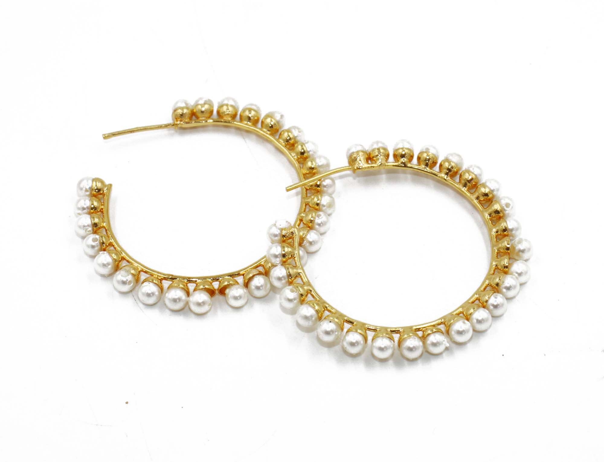 Pearl Hoop Earrings / 22kt Gold Plated Handcrafted Shell Pearl Etsy UK