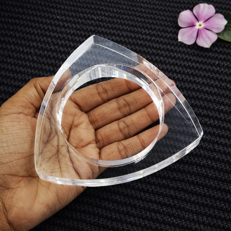 Triangular Bow Bangle Clear Acrylic Triangle Statement Bangle | Modern Lucite Style Chunky ...