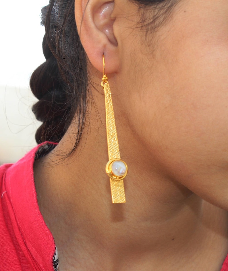 3.26 Round Rainbow Moonstone Gold /& Silver Spike Earrings Bollywood Designer Earrings OOAK Gemstone Earrings Finish You Select BE68