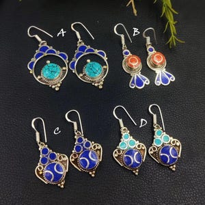 Tibetan Silver Earrings Handmade Tribal Fusion Nepali Earrings Statement Earrings Ethnic Tribal Bohemian Nepalese Jewelry Unique gift Idea