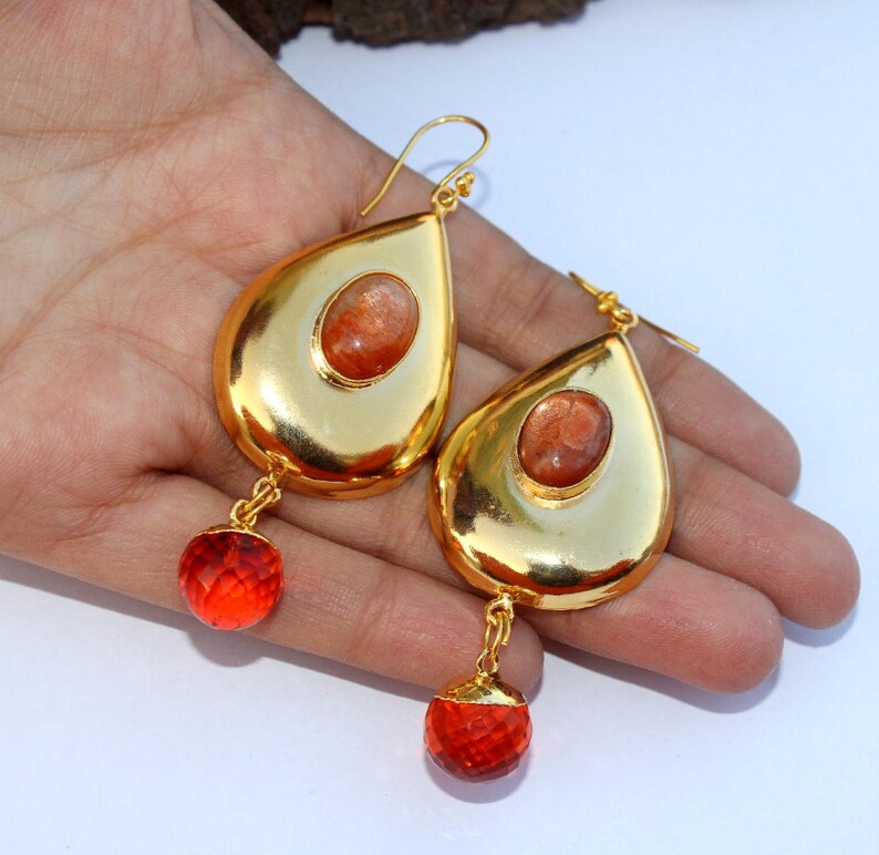 2 Pcs 1 Match Pair 12mm 24K Gold Electroplated Capped Orange Quartz Faceted Ball Charm Pendant Earrings Findings DIY Jewelry Making QC05