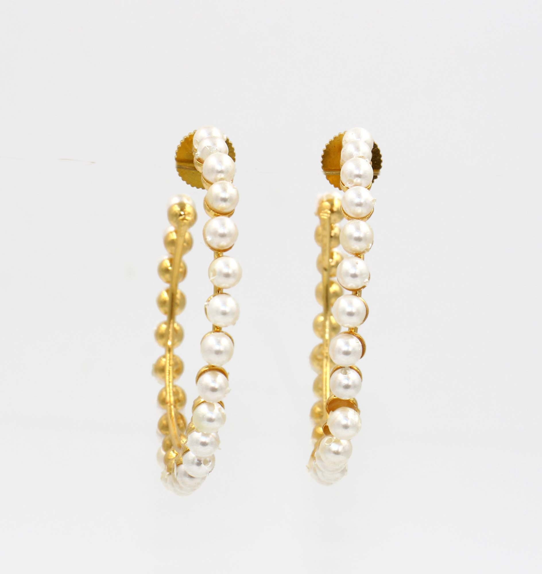 Pearl Hoop Earrings / 22kt Gold Plated Handcrafted Shell Pearl Etsy UK