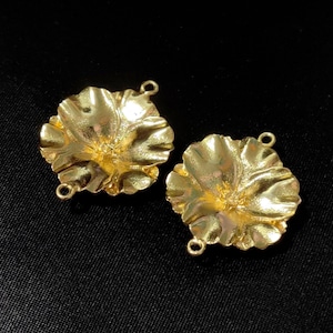 Real Gold Plated Crinkled Flower Earring Pendant Multi Loops Link Connector Jewelry Component DIY Jewelry Making Supplies Earrings Findings