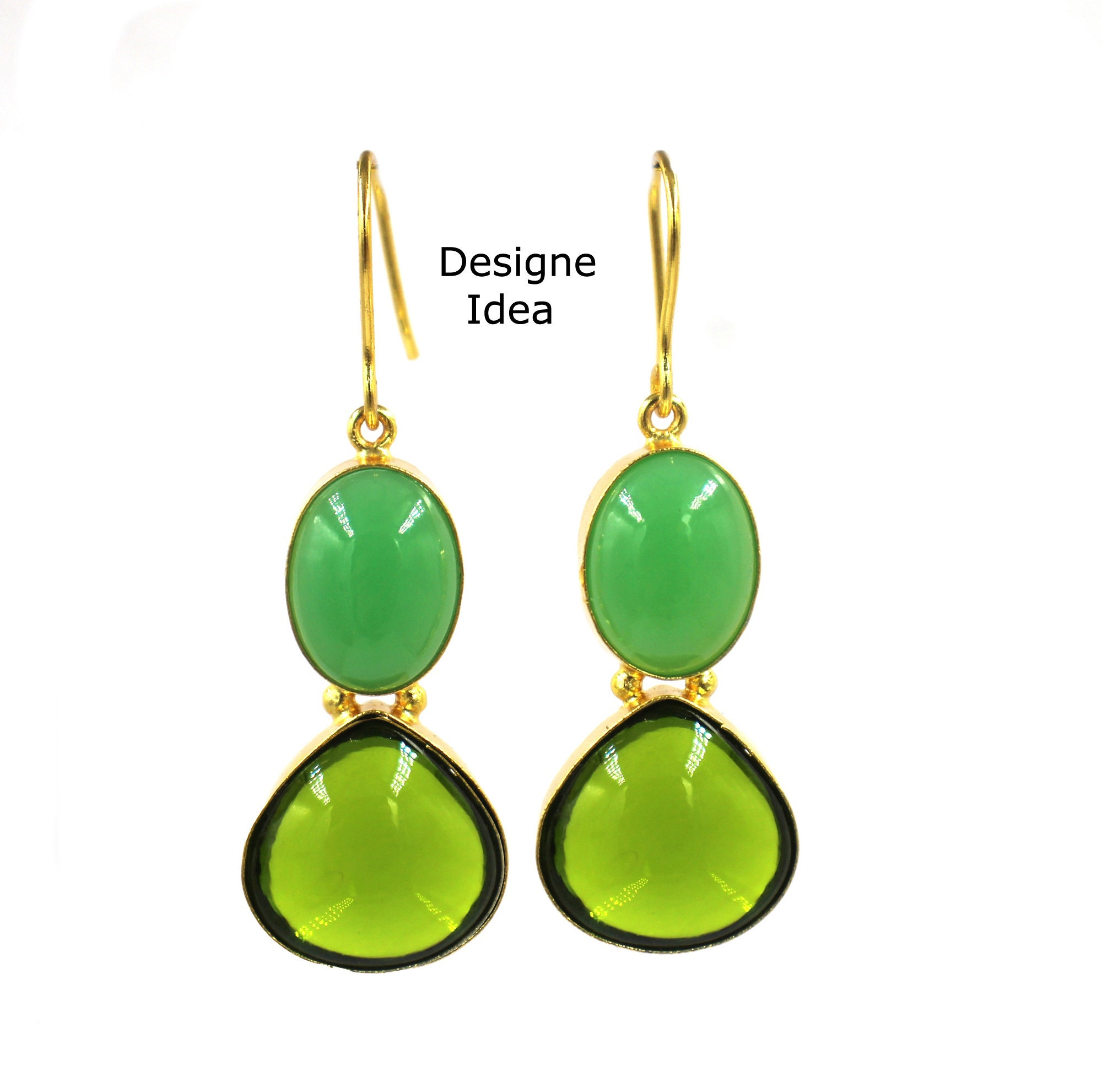 Pendentif Collier Argent 925 Avec Chrysoprase Et Péridot - Bijou Fait Main ROSEMIMOSA