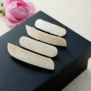 Carved Mother of Pearl Barrette - Etsy display picture 2